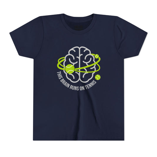 Youth Tee — "This Brain Runs on Tennis" Kids Graphic Shirt