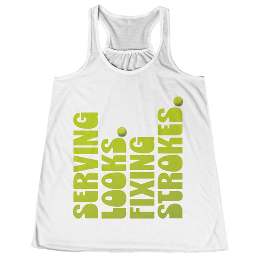 Serving Looks. Fixing Strokes. Tennis White Tank Top.