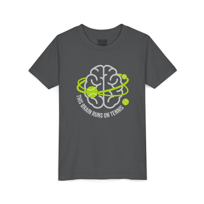 Youth Tee — "This Brain Runs on Tennis" Kids Graphic Shirt