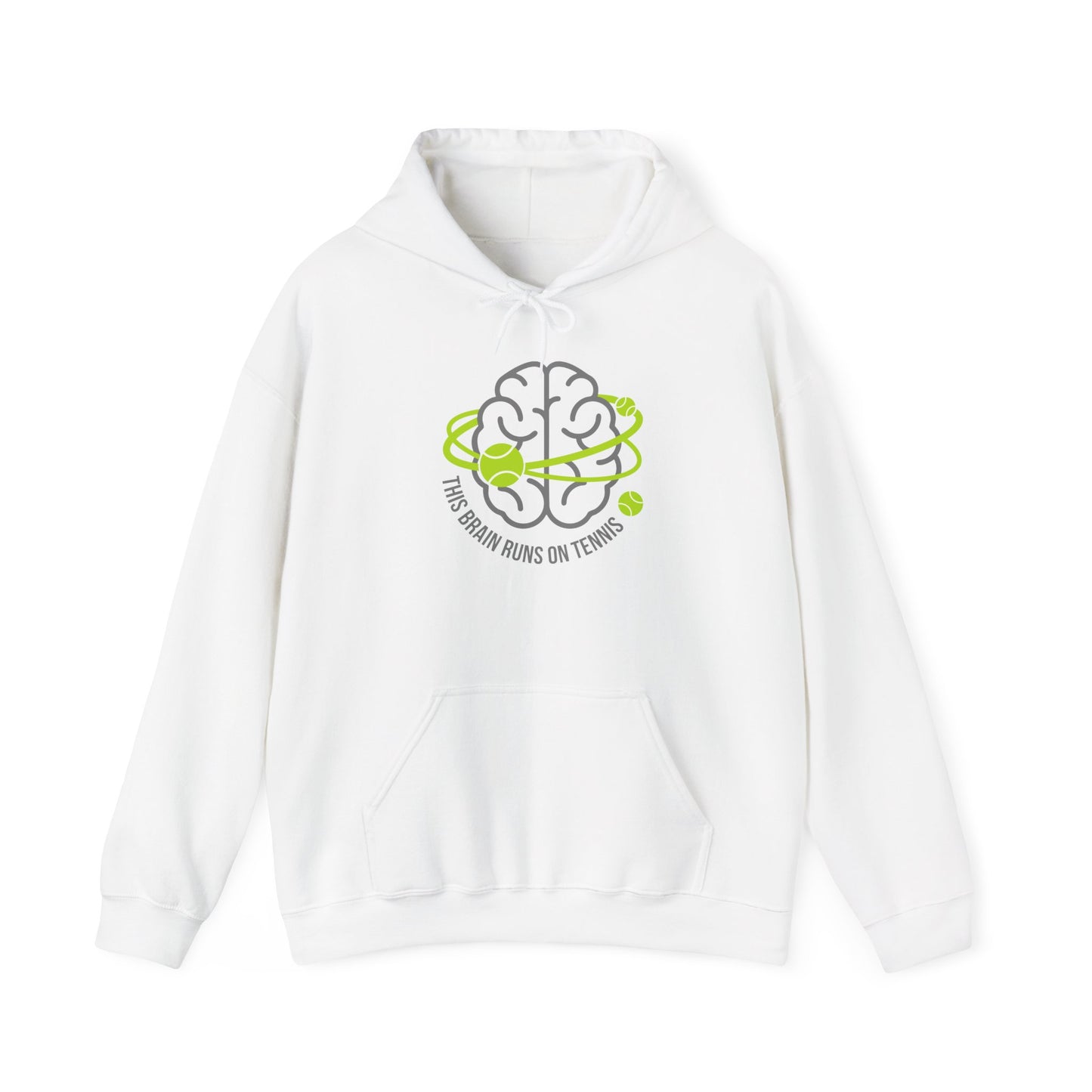 Tennis Brain Hoodie — "This Brain Runs on Tennis" Graphic Sweatshirt