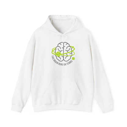 Tennis Brain Hoodie — "This Brain Runs on Tennis" Graphic Sweatshirt