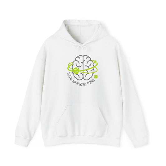 Tennis Brain Hoodie — "This Brain Runs on Tennis" Graphic Sweatshirt
