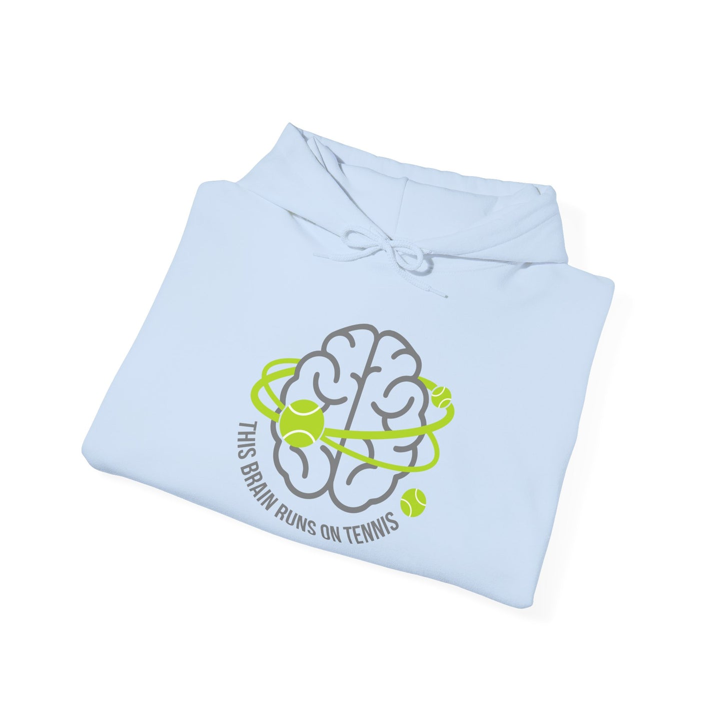 Tennis Brain Hoodie — "This Brain Runs on Tennis" Graphic Sweatshirt