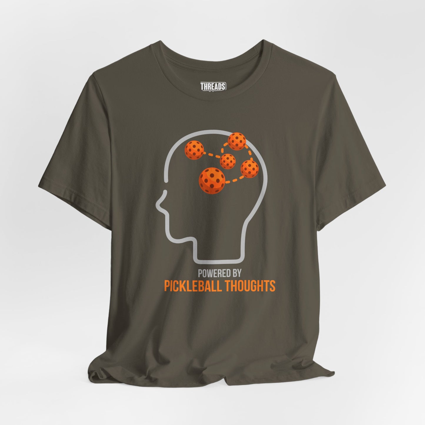 Pickleball Thoughts T-Shirt — Powered by Pickleball Graphic Tee