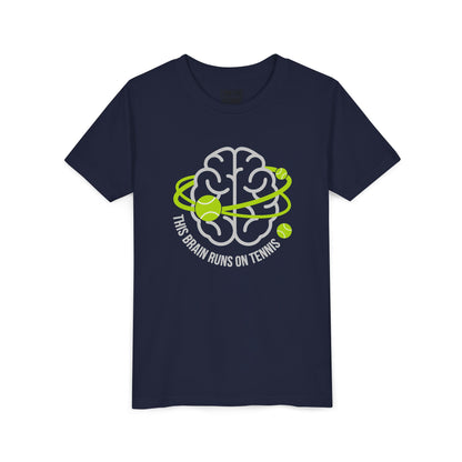 Youth Tee — "This Brain Runs on Tennis" Kids Graphic Shirt