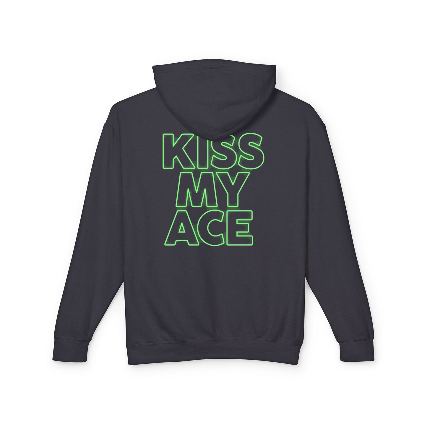 Kiss My Ace Hoodie — Neon Outline Tennis Slogan Hooded Sweatshirt