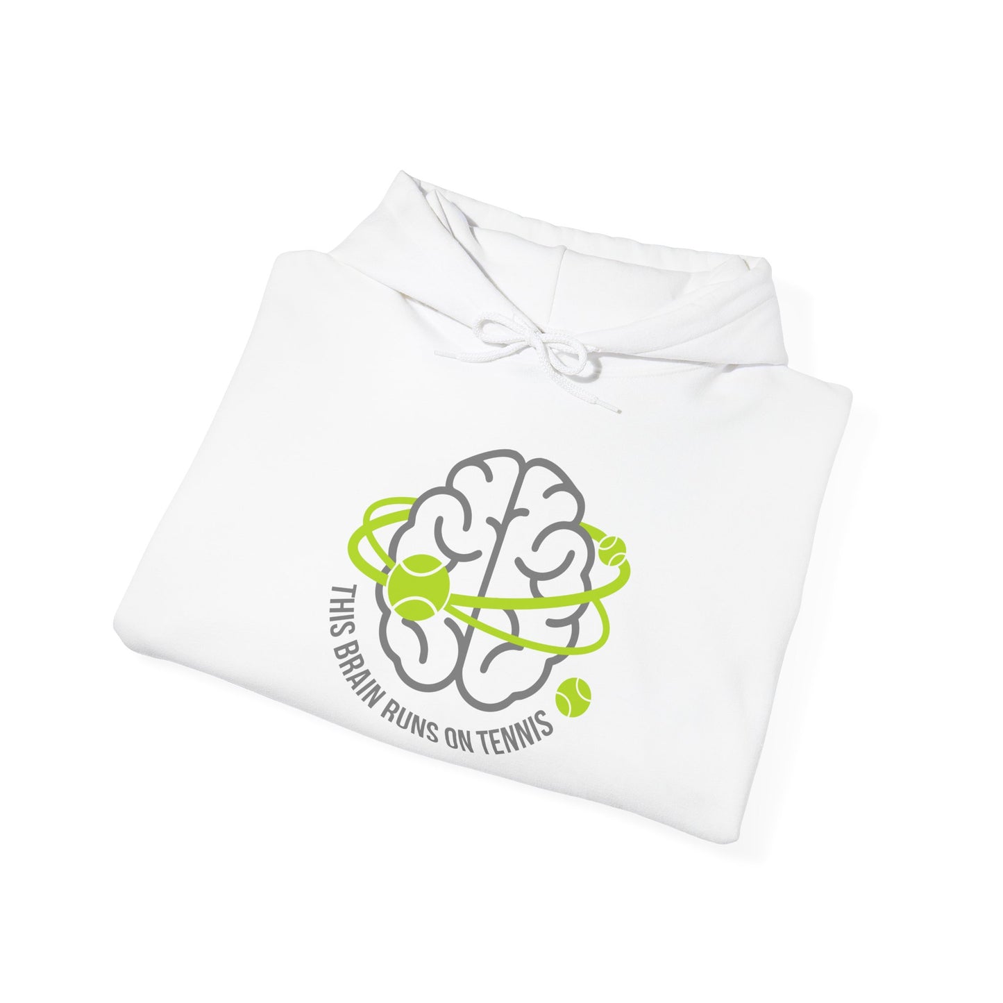 Tennis Brain Hoodie — "This Brain Runs on Tennis" Graphic Sweatshirt
