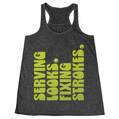 "Serving Looks. Fixing Strokes." Women's Tennis Racerback Tank