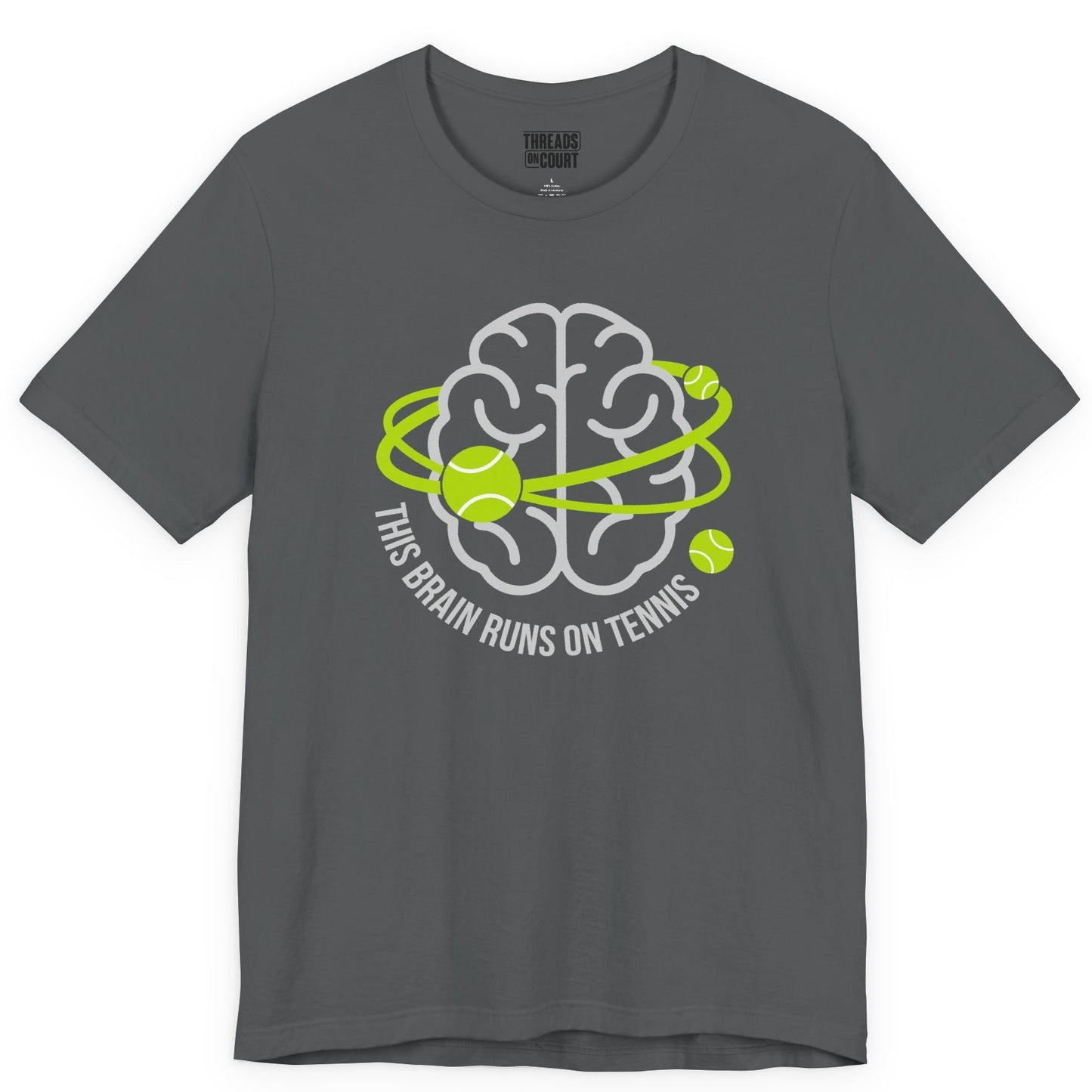 Brain runs on tennis tee - dark