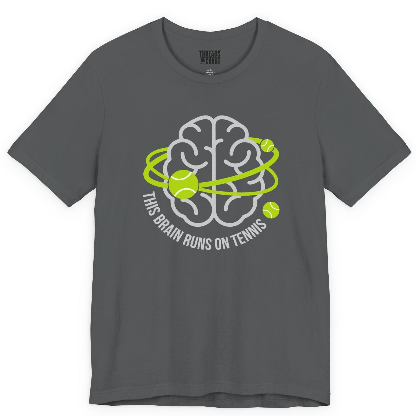Brain runs on tennis tee - dark
