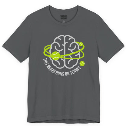 Brain runs on tennis tee - dark