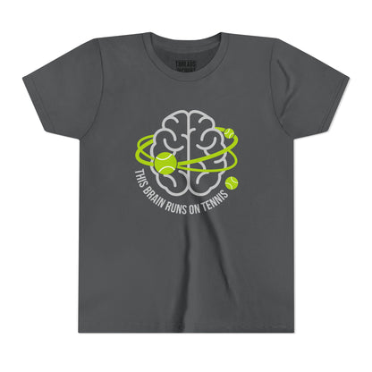 Youth Tee — "This Brain Runs on Tennis" Kids Graphic Shirt