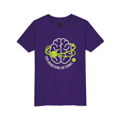 Youth Tee — "This Brain Runs on Tennis" Kids Graphic Shirt