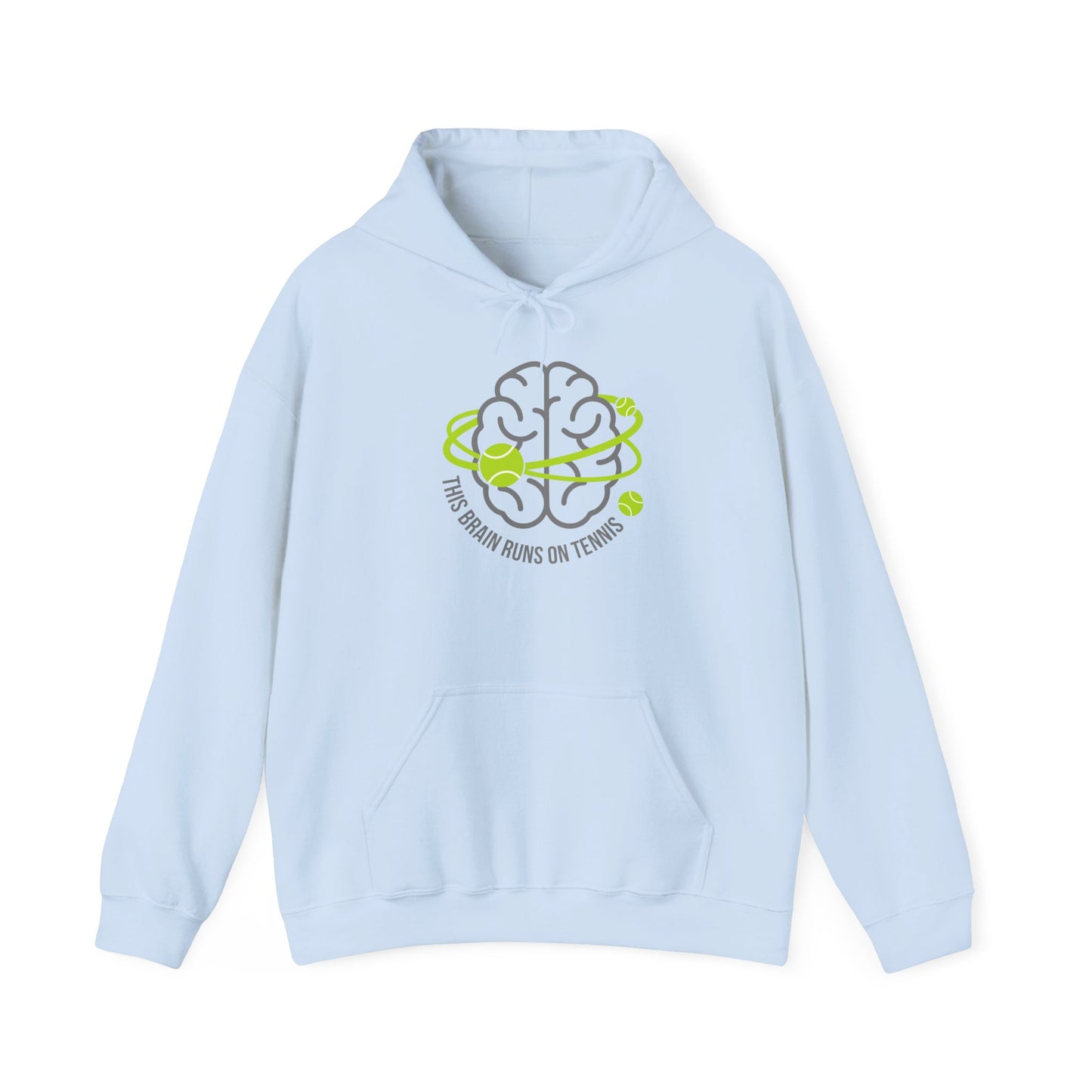 Tennis Brain Hoodie — "This Brain Runs on Tennis" Graphic Sweatshirt