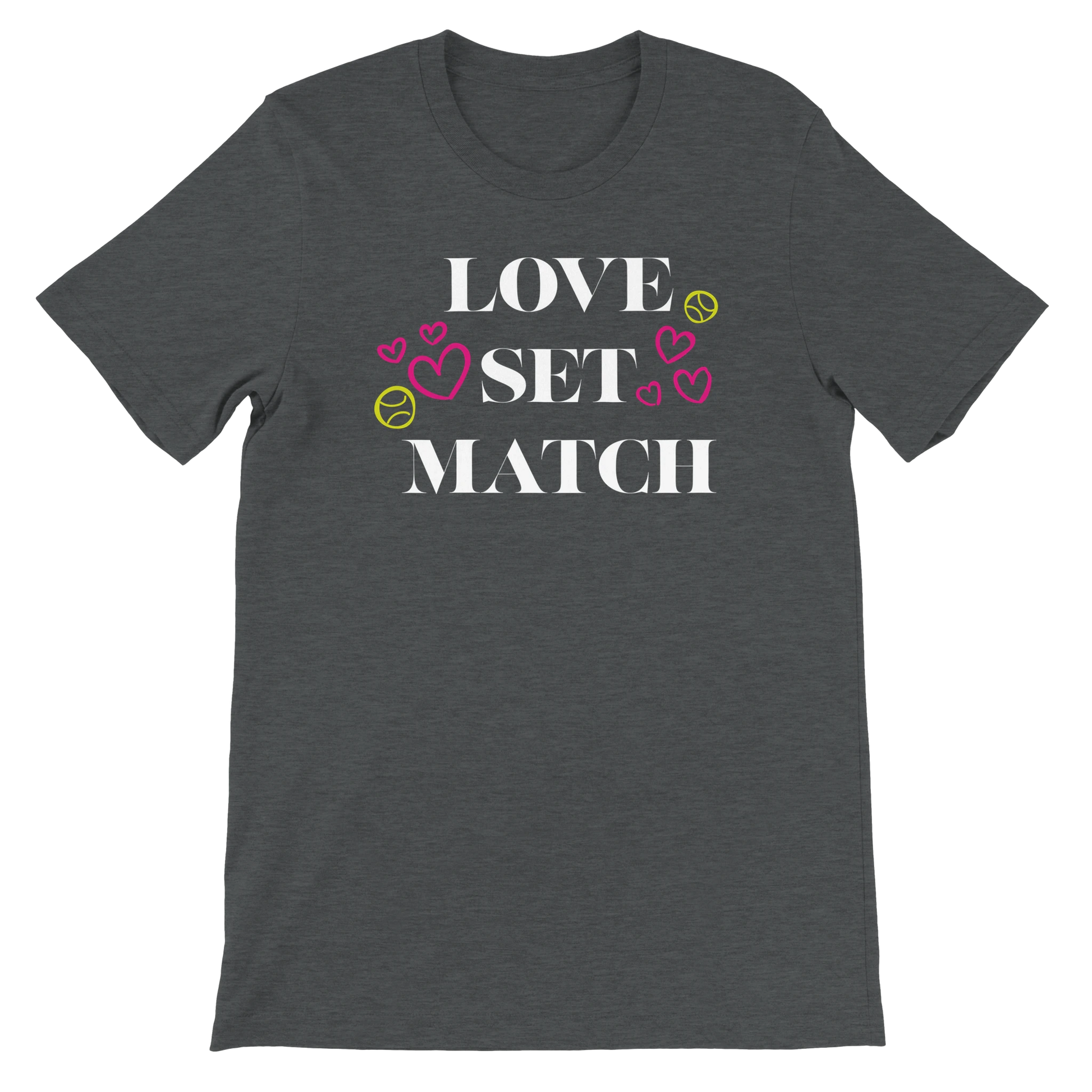 Love Set Match graphic tee shirt gift for tennis players.
