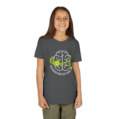 Youth Tee — "This Brain Runs on Tennis" Kids Graphic Shirt