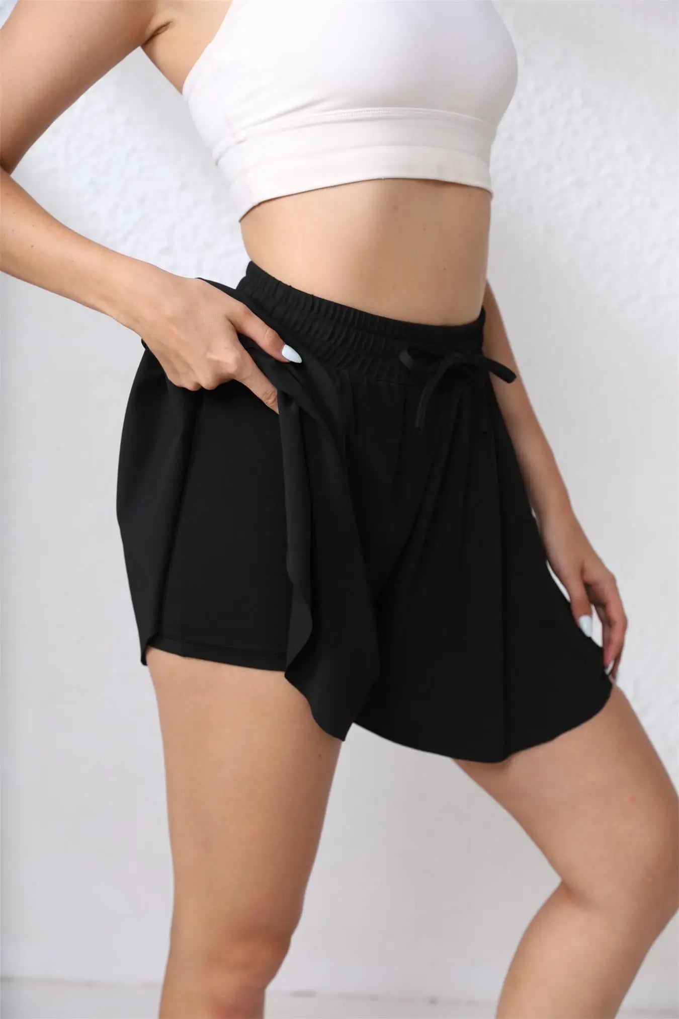 Court Flow Drawstring Skirt-Shorts