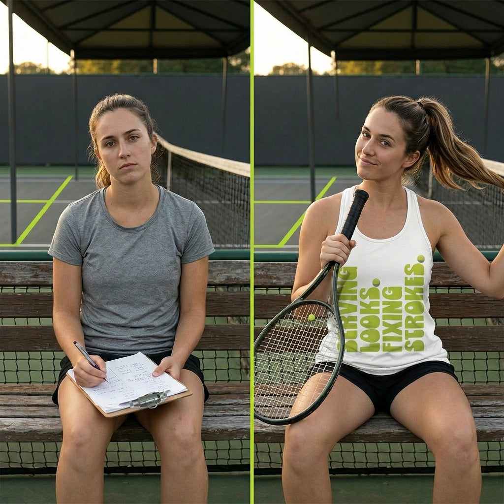 "Serving Looks. Fixing Strokes." Women's Tennis Racerback Tank
