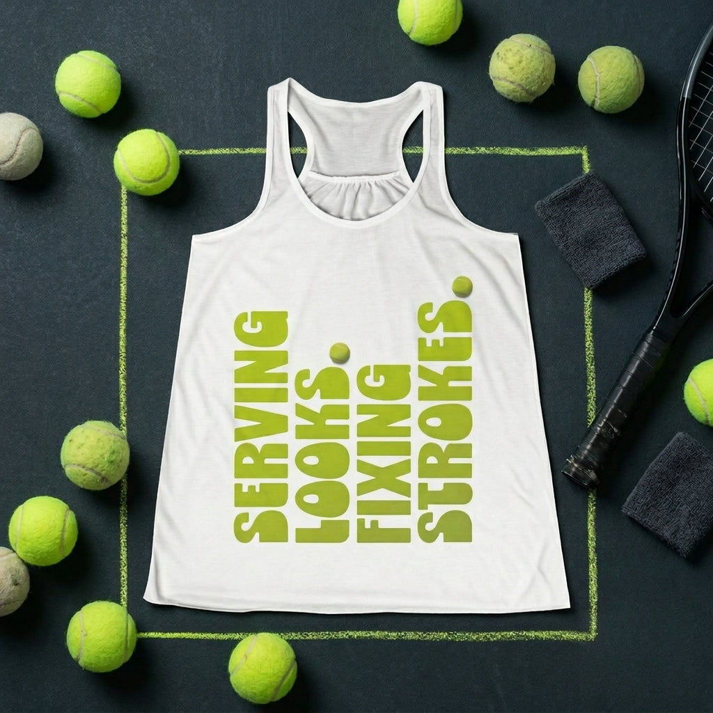"Serving Looks. Fixing Strokes." Women's Tennis Racerback Tank