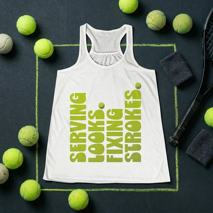 "Serving Looks. Fixing Strokes." Women's Tennis Racerback Tank