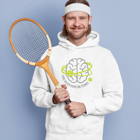 Tennis Brain Hoodie — "This Brain Runs on Tennis" Graphic Sweatshirt